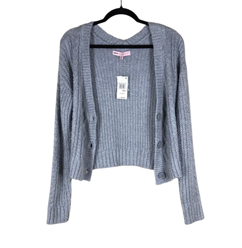 NWT Crave Fame Cardigan Women’s Small Gray Knit Button Up Casual Sweater